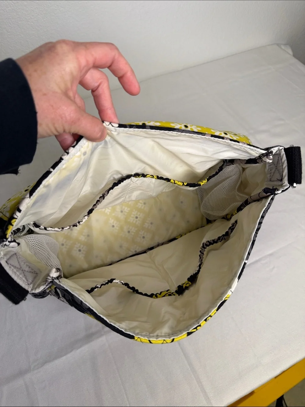 Vera Bradley Retired Baroque Print Black and Yellow Floral Crossbody Diaper Bag